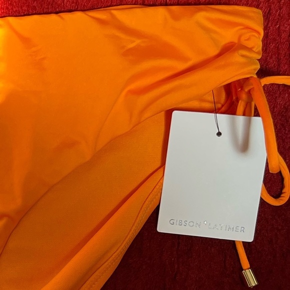 Gibson Latimer Other - Destination Vacation Orangecicle Side Shirred Mid Rise Vibrant Bikini Bottom